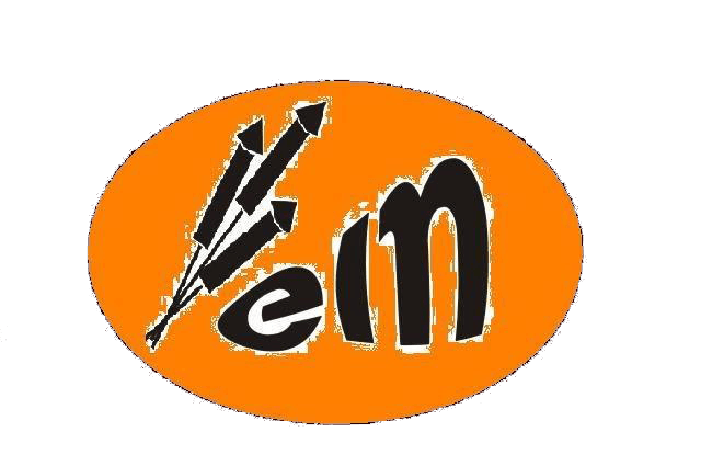 Logo mit Pfeilen und Buchstaben em