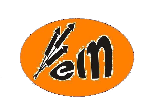 Logo mit Pfeilen und Buchstaben em